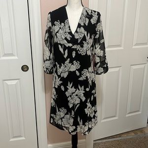 Truth in fable, black and gray floral dress